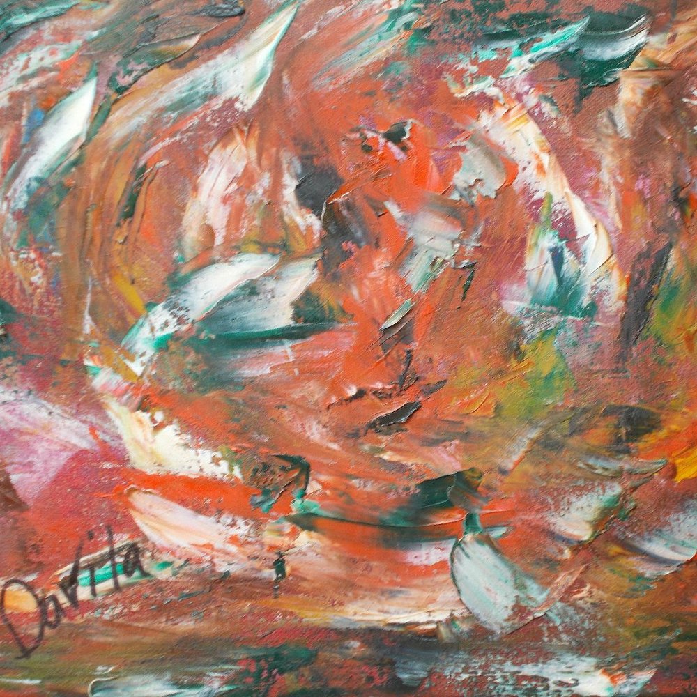 New Original "Red River Man Cave Abstract" 11"x14" oil painting by Davila signed